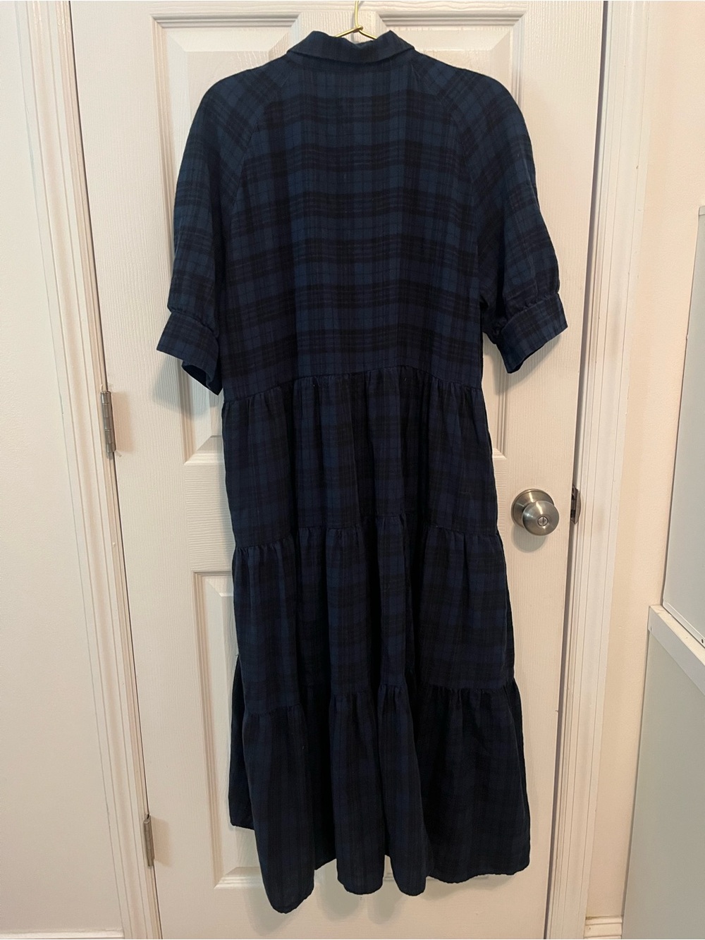 Natural Life Navy Plaid Tiered Maxi Dress – Size Large - Picture 7 of 9